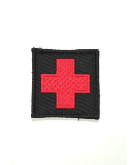 Нашивка (патч) Медицинский крест. Красный на чёрном.