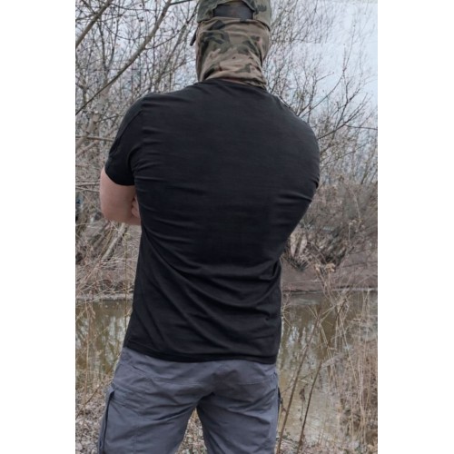 Тактическая футболка чёрная мужская с липучками под шевроны.